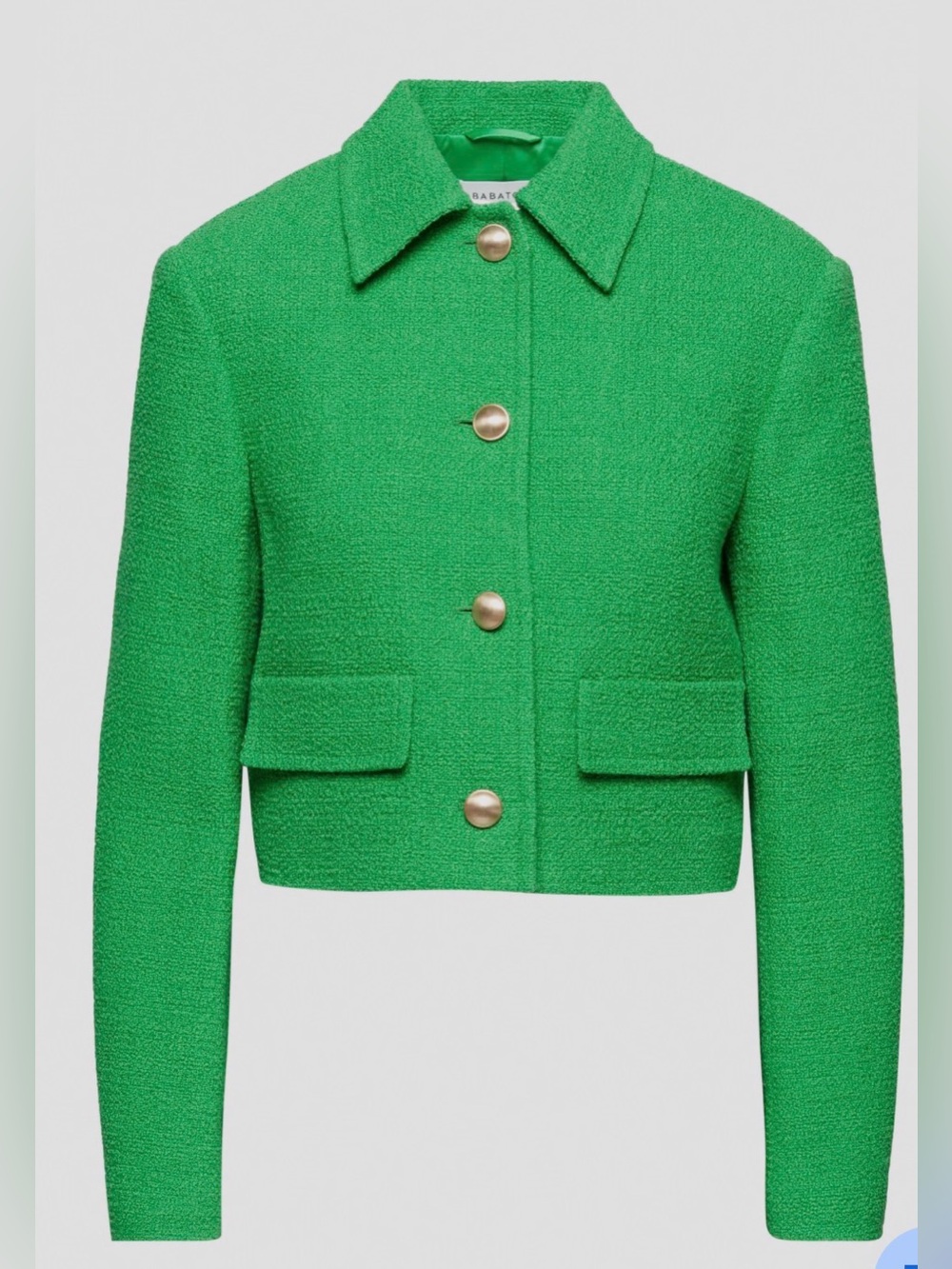 Babaton Emerald Green Cropped Bouclé Blazer